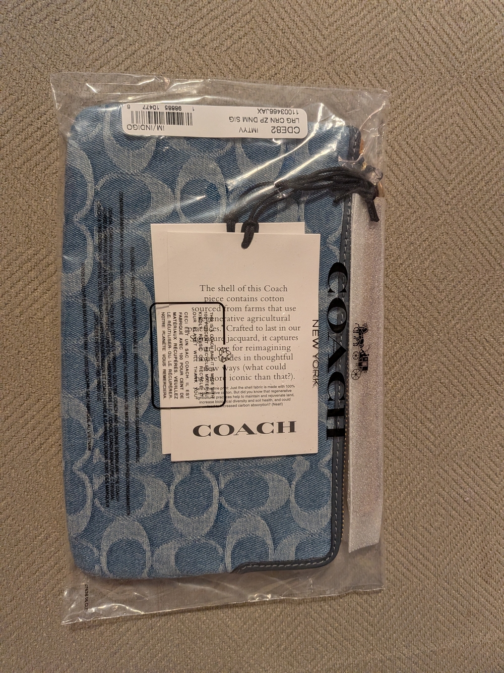 Coach Denim Signature Logo Wristlet - Picture 3 of 6